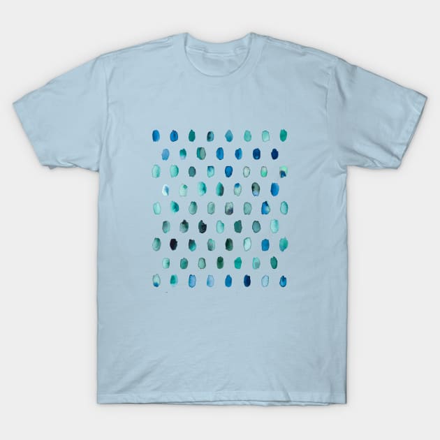 Artistic Palette Watercolor Dots Blue T-Shirt by ninoladesign